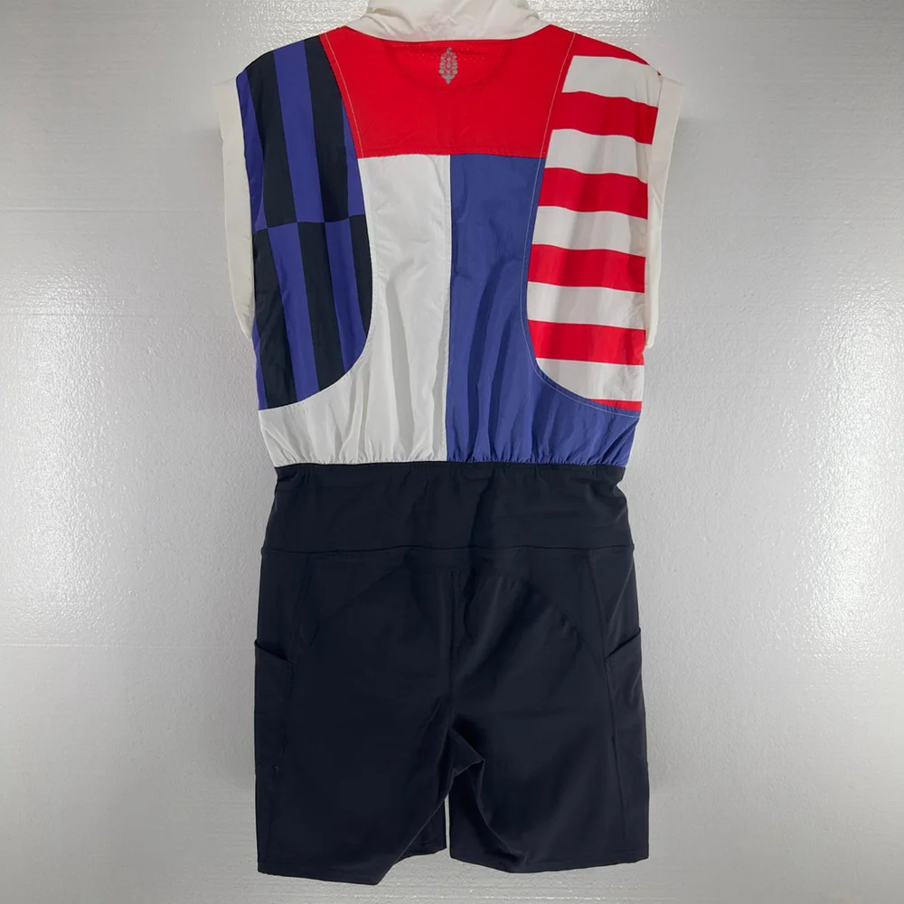 FREE PEOPLE MOVEMENT ROMPER Race To The Top SPORT Onesie BIKER SHORTS WOMENS L - Picture 7 of 15